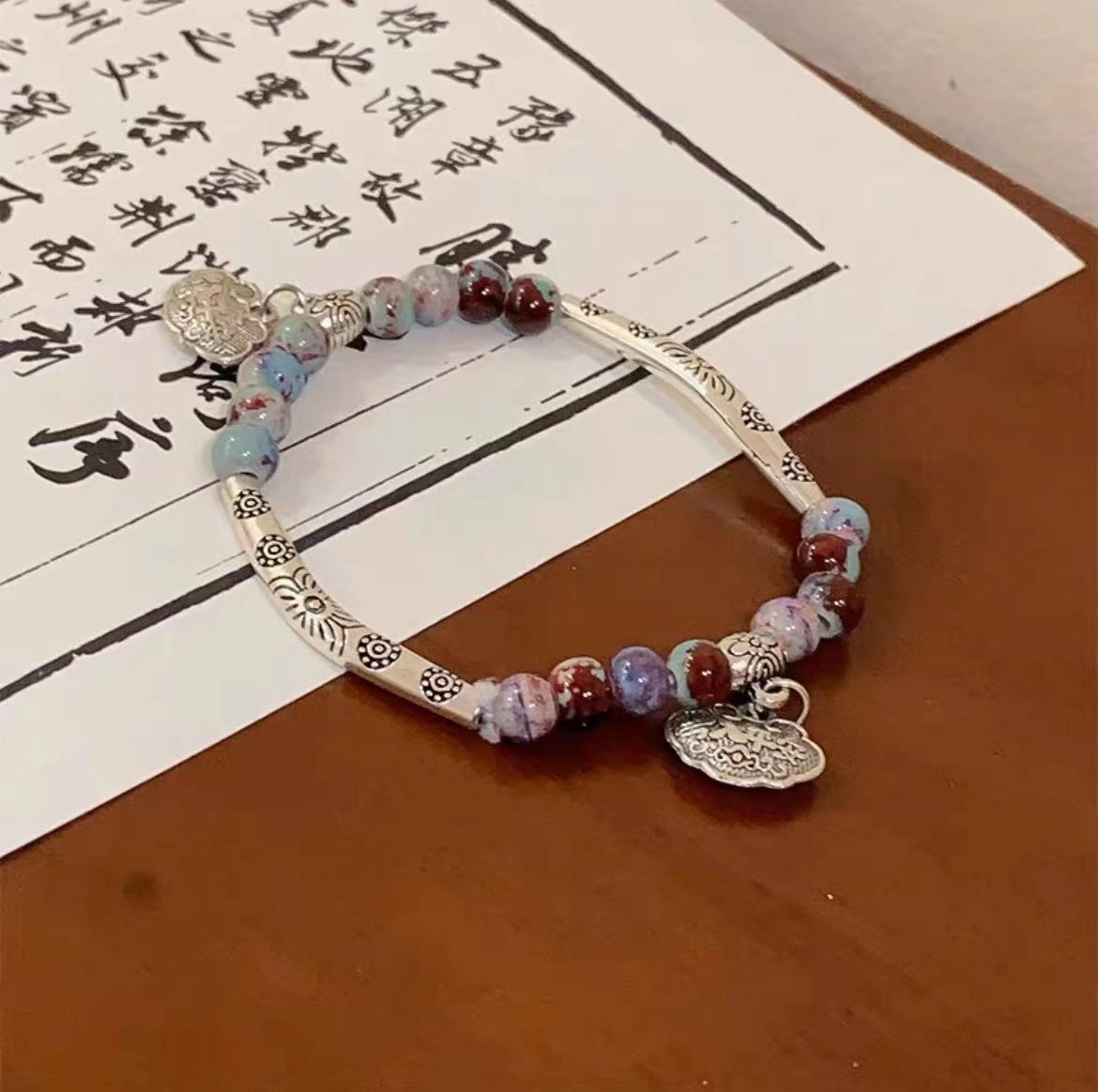 Wholesale Ceramic Vintage Wooden Bead Bracelet