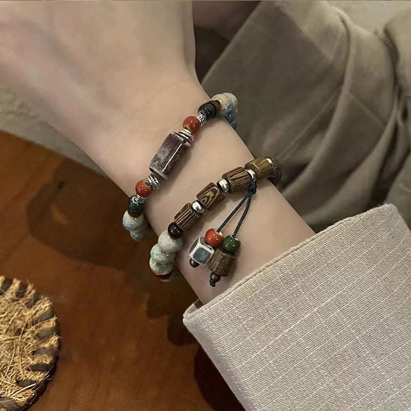 Wholesale Ceramic Vintage Wooden Bead Bracelet