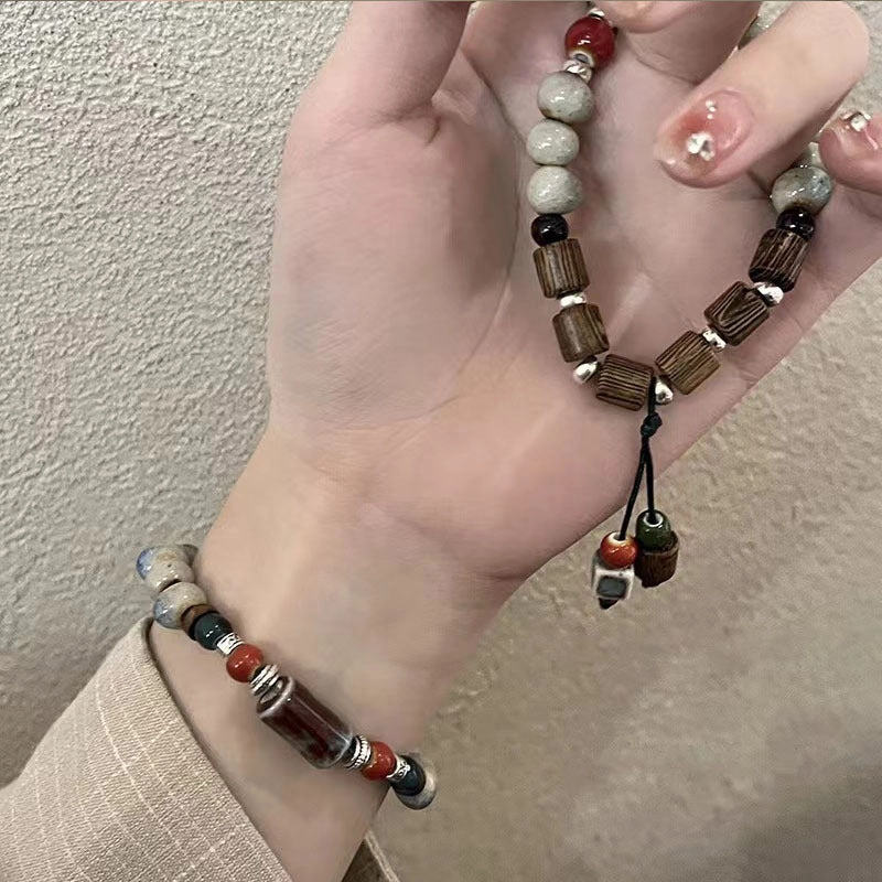 Wholesale Ceramic Vintage Wooden Bead Bracelet