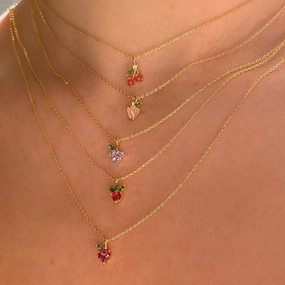Wholesale Cherry Peach Tropical Fruit Copper Necklace
