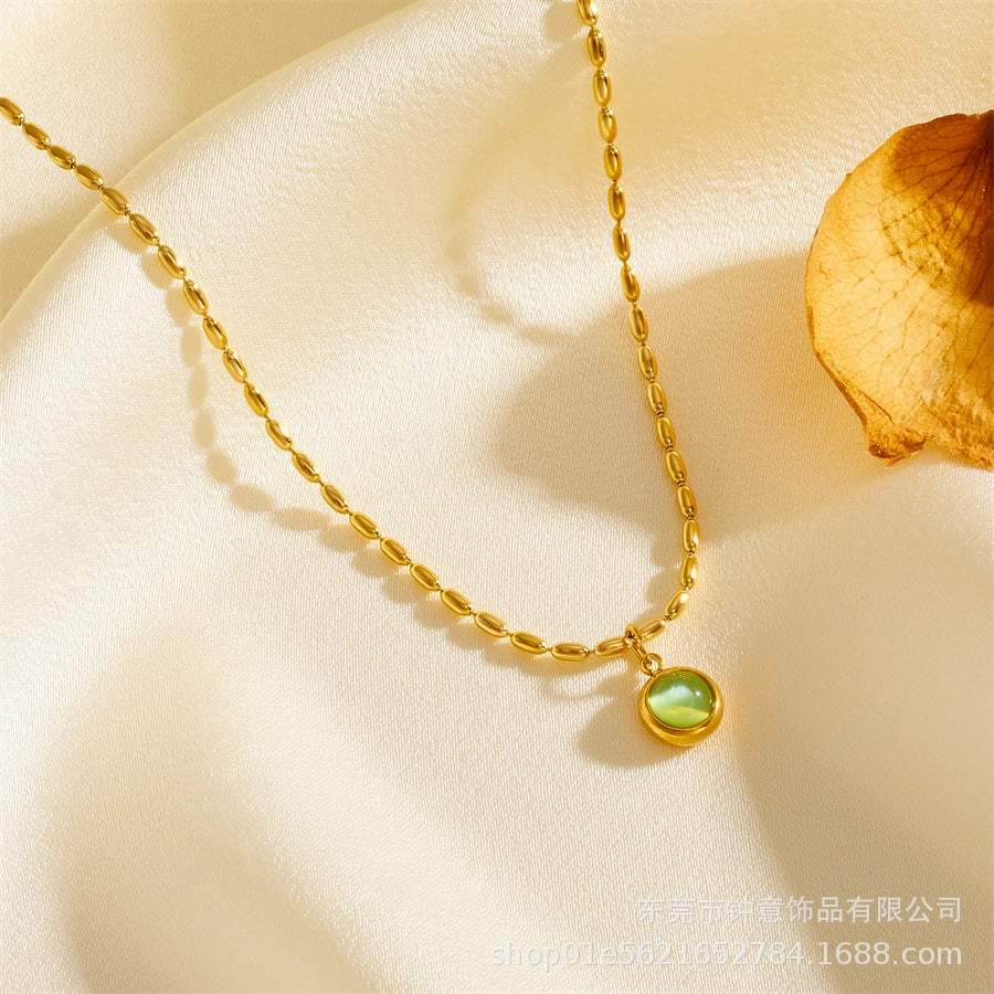 Wholesale Chinese Style Blessing Character To Attract Wealth and Fortune 18K Gold Plated Anti-allergic Titanium Steel Non-fading Necklaces