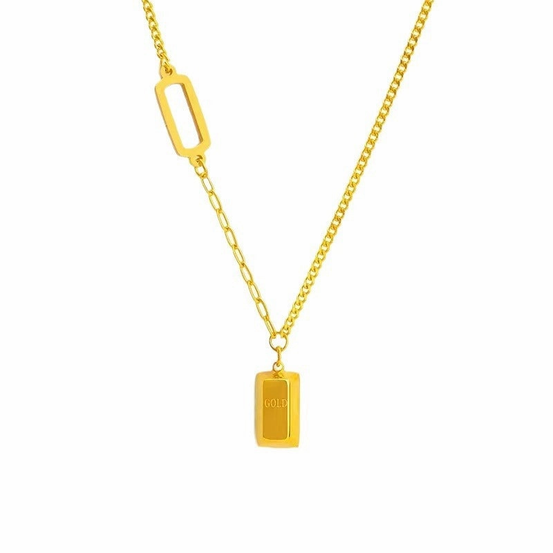 Wholesale Chinese Style Blessing Character To Attract Wealth and Fortune 18K Gold Plated Anti-allergic Titanium Steel Non-fading Necklaces