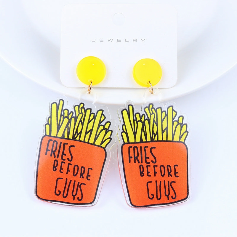 Wholesale Chips Drinks Acrylic Earrings