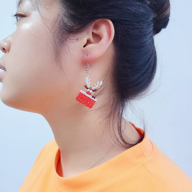 Wholesale Christmas Acrylic Earrings Santa Claus Chihuahua Kitten Elk Earrings