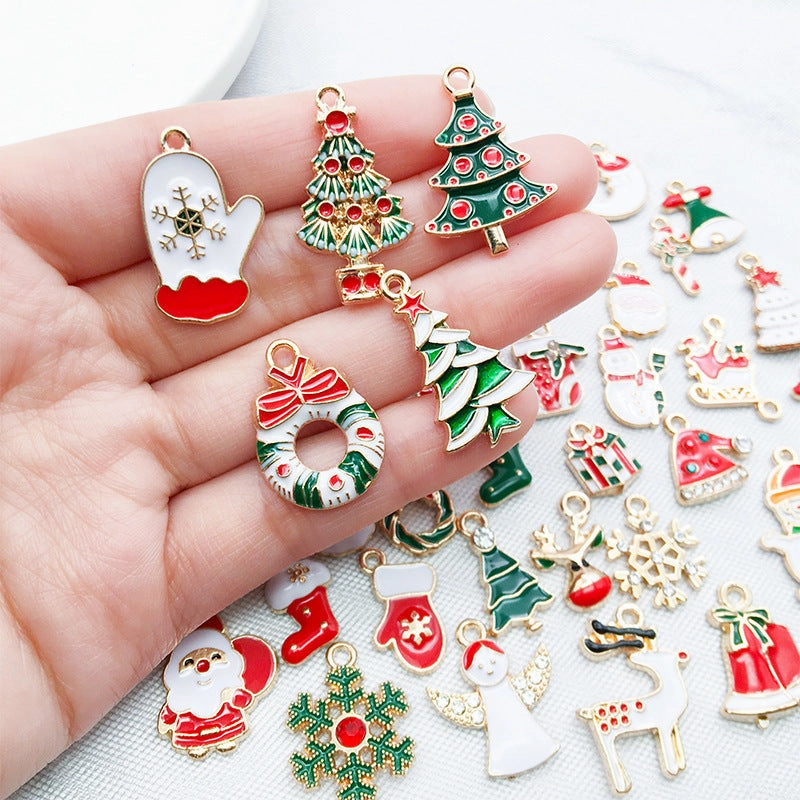 Wholesale Christmas Alloy Drip Oil DIY Necklace Pendant Accessories