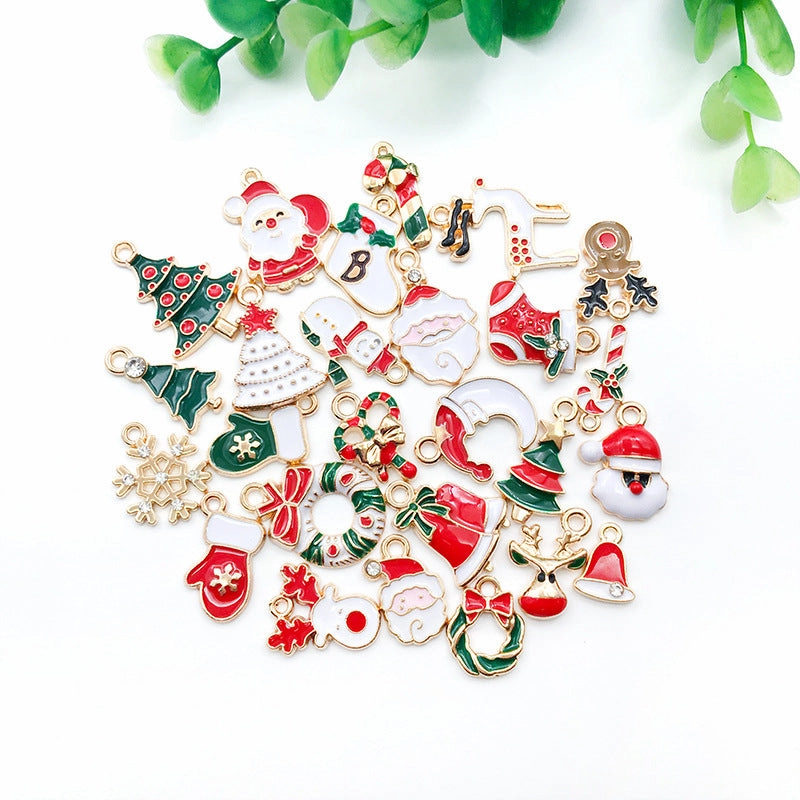 Wholesale Christmas Alloy Drip Oil DIY Necklace Pendant Accessories