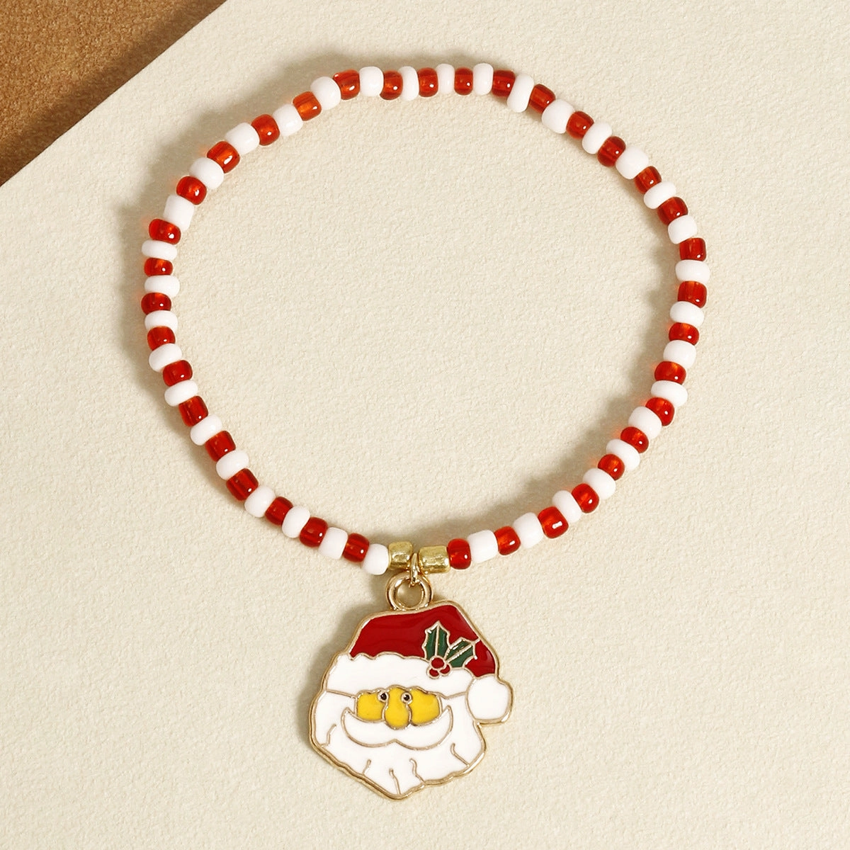 Wholesale Christmas Beaded Gloves Elastic Rope Rice Beads Christmas Tree Boots Pendant Bracelet
