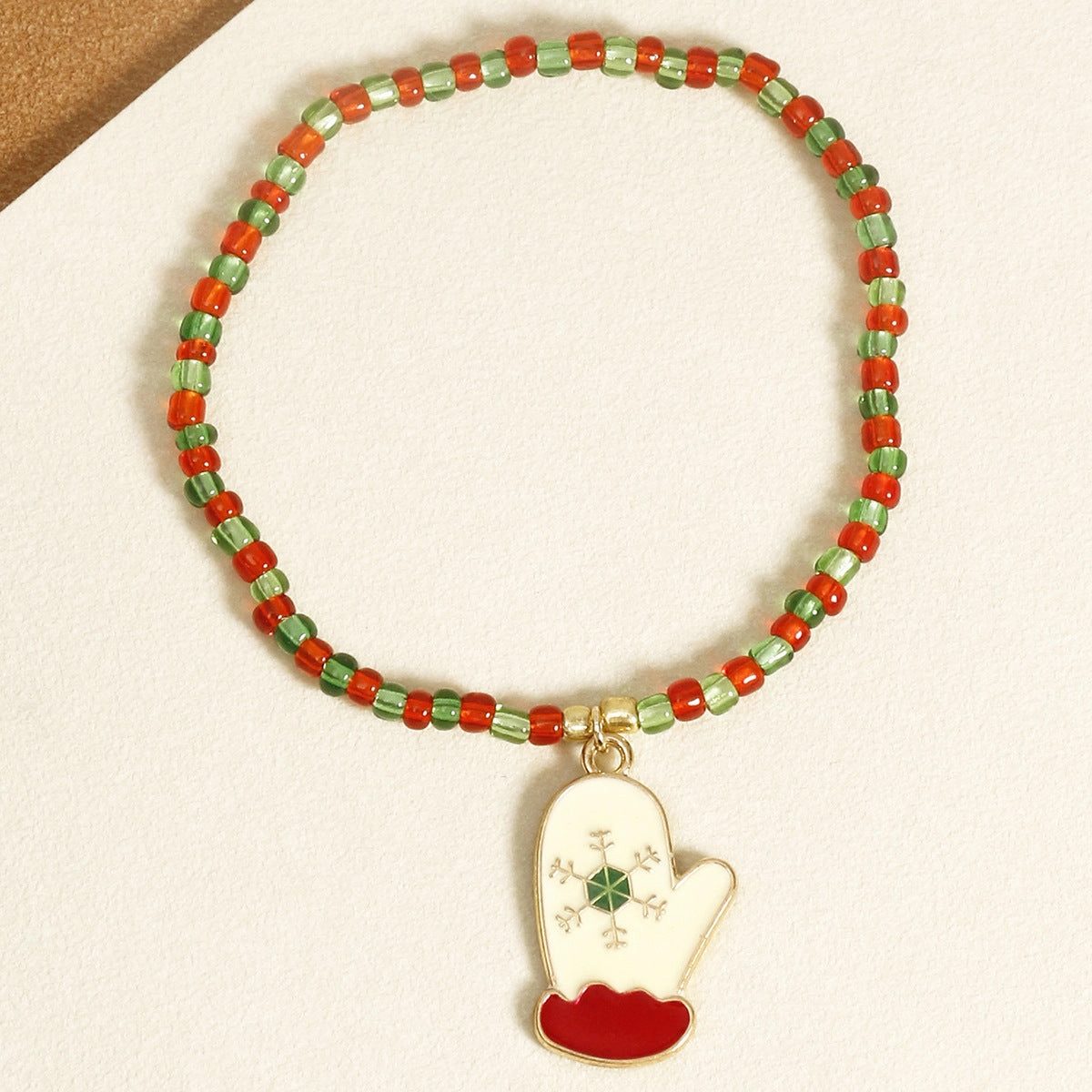Wholesale Christmas Beaded Gloves Elastic Rope Rice Beads Christmas Tree Boots Pendant Bracelet