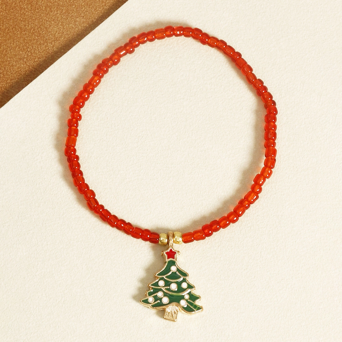 Wholesale Christmas Beaded Gloves Elastic Rope Rice Beads Christmas Tree Boots Pendant Bracelet