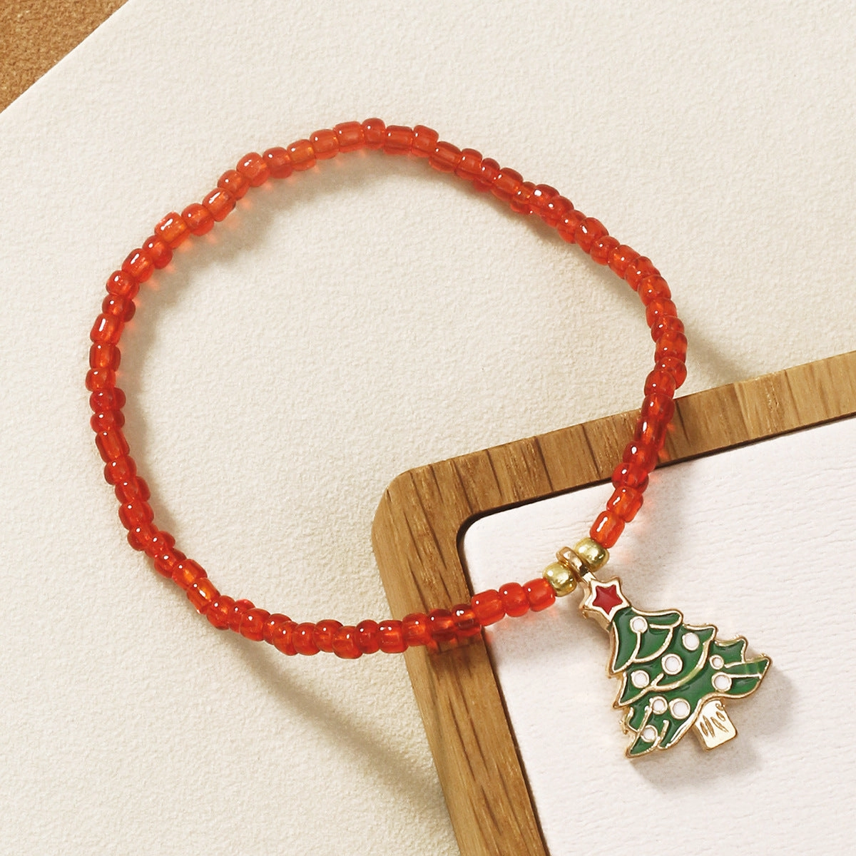 Wholesale Christmas Beaded Gloves Elastic Rope Rice Beads Christmas Tree Boots Pendant Bracelet