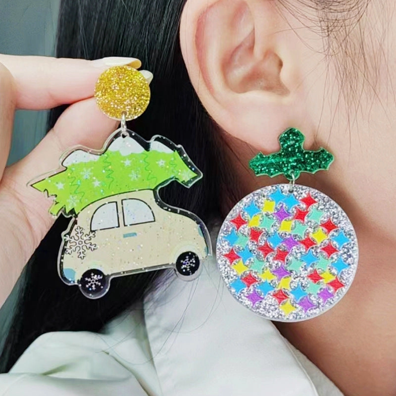 Wholesale Christmas Cake Christmas Tree Acrylic Earrings