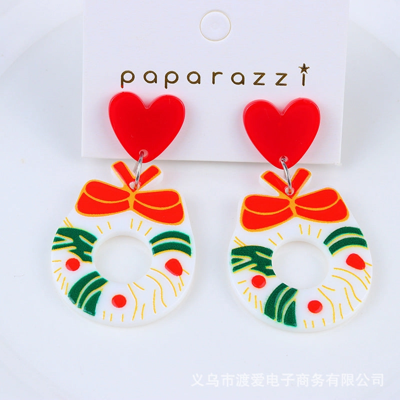 Wholesale Christmas Cartoon Bells Christmas Tree Socks Acrylic Earrings