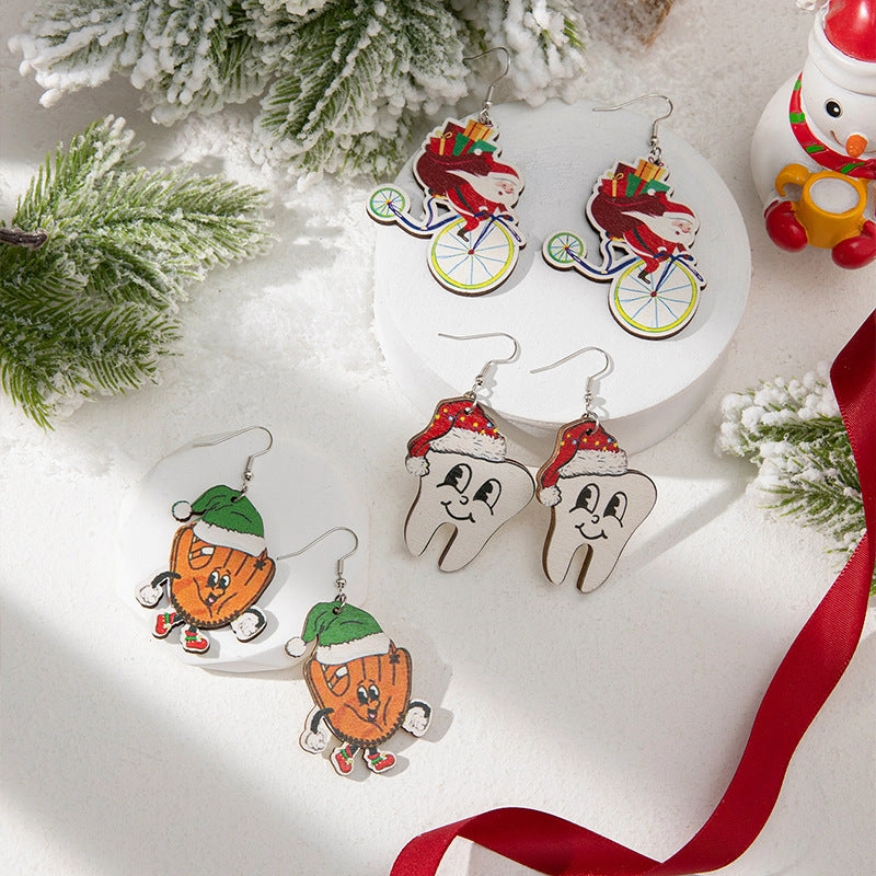 Wholesale Christmas Cartoon Santa Claus Acrylic Earrings