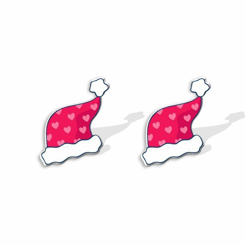 Wholesale Christmas Cartoon Santa Hat Acrylic Mini Earrings