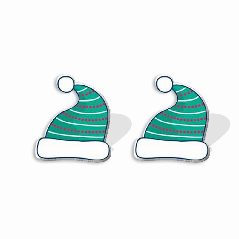 Wholesale Christmas Cartoon Santa Hat Acrylic Mini Earrings
