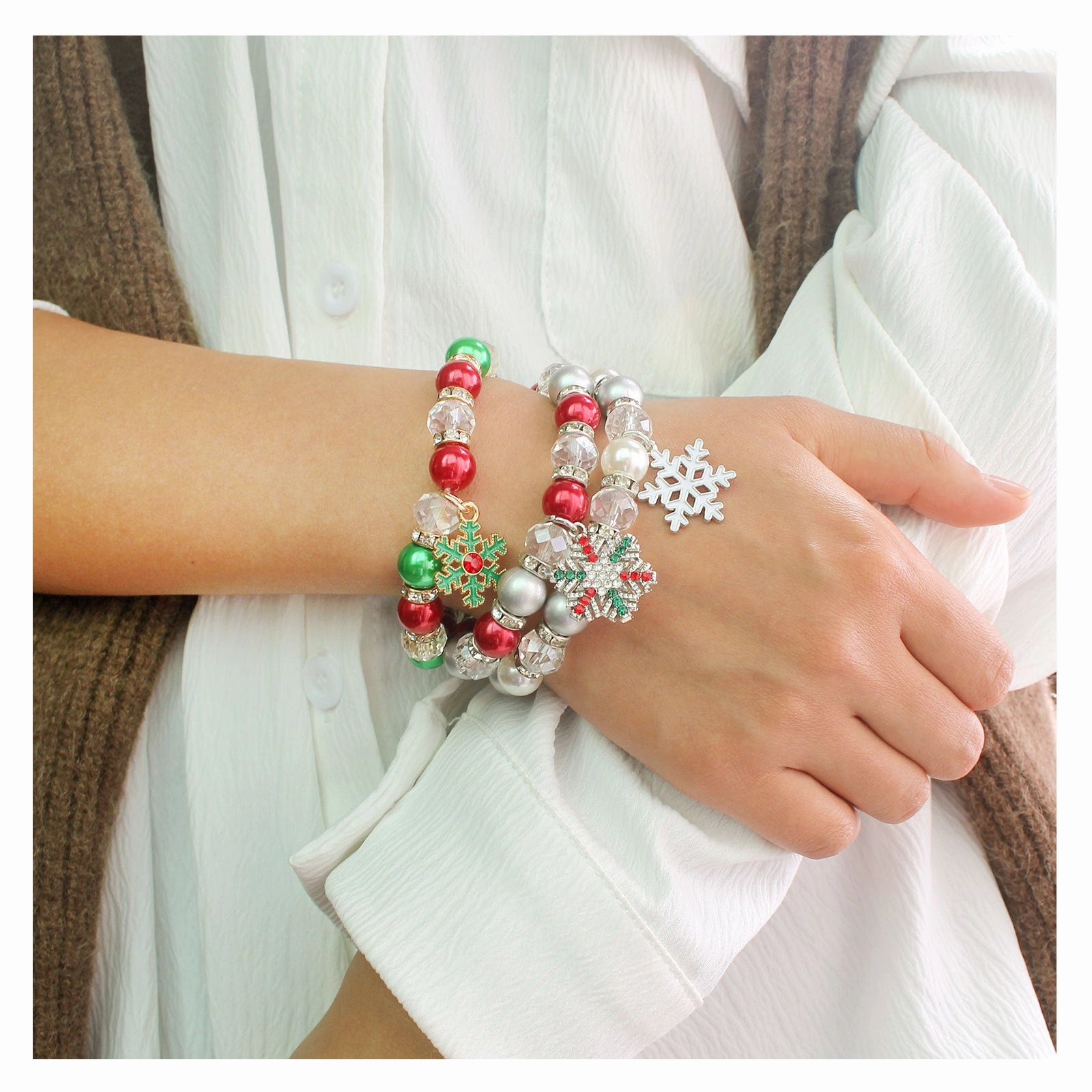 Wholesale Christmas Colorful Beads Beaded Bracelet Jewelry Bracelet