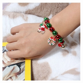 Wholesale Christmas Colorful Beads Beaded Ornament Bracelet