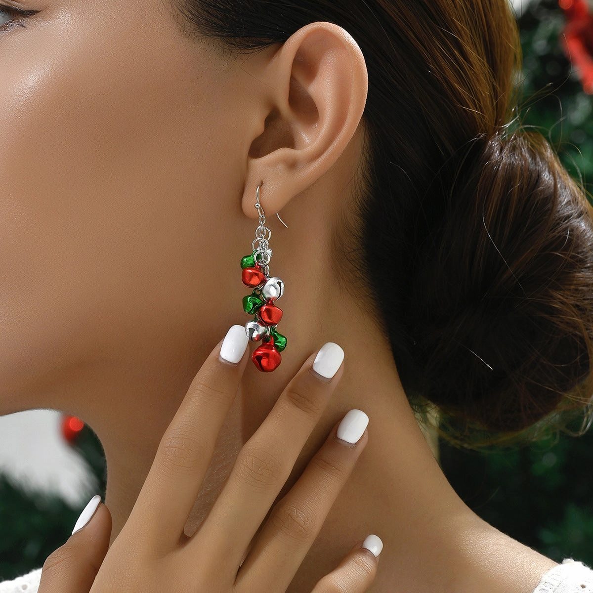 Wholesale Christmas Colorful Bell Bracelet Earrings Necklace Set