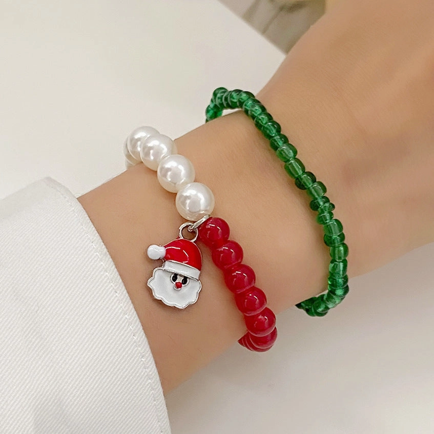 Wholesale Christmas Colorful Rice Beads Beaded Bracelet Set