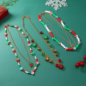 Wholesale Christmas Creative Colorful Bell Necklace