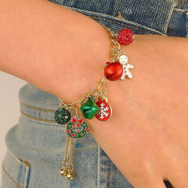 Wholesale Christmas Creative Snowflake Elk Bell Santa Claus Pull-out Alloy Bracelet