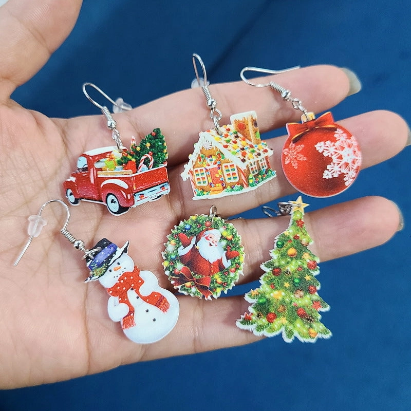 Wholesale Christmas Earrings Santa Claus Candy House Truck Acrylic Earrings