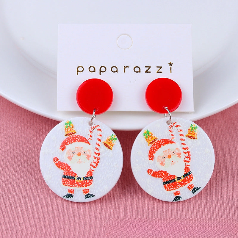 Wholesale Christmas Elk Santa Claus Frosted Acrylic Earrings
