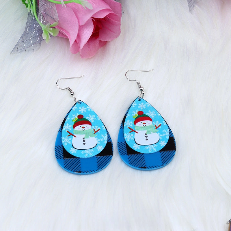 Wholesale Christmas Elk Snowman Droplet Acrylic Earrings
