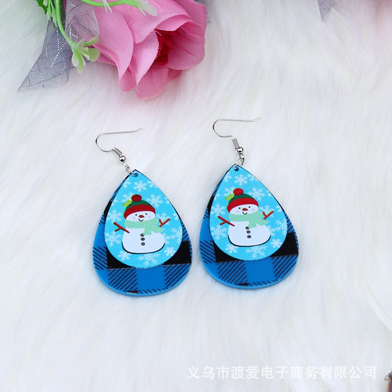 Wholesale Christmas Elk Snowman Droplet Acrylic Earrings