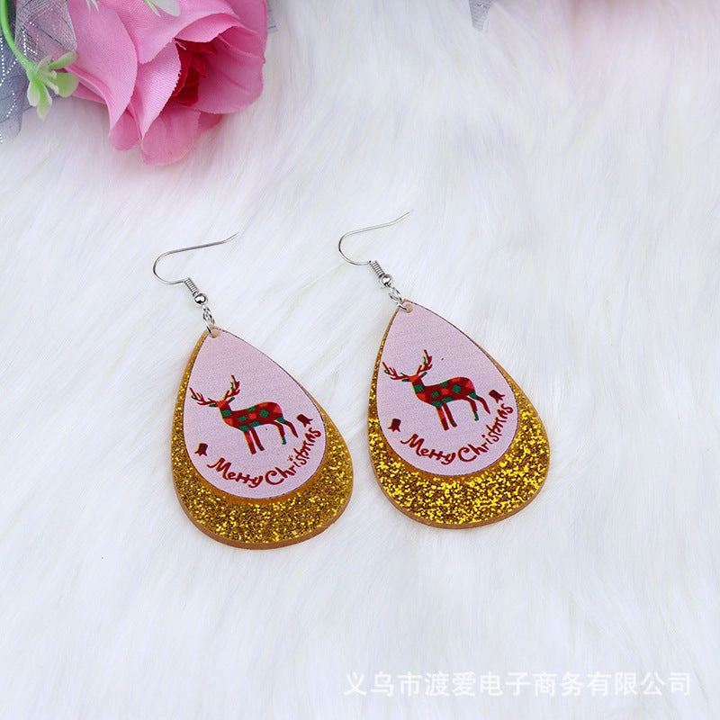 Wholesale Christmas Elk Snowman Droplet Acrylic Earrings