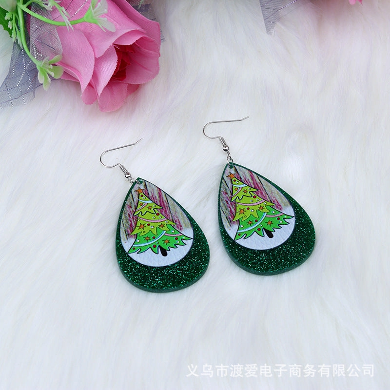 Wholesale Christmas Elk Snowman Droplet Acrylic Earrings