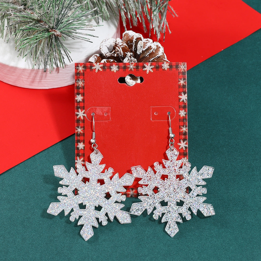 Wholesale Christmas Exaggerated Snowflakes Classic Colorful Bell Snowman Earrings
