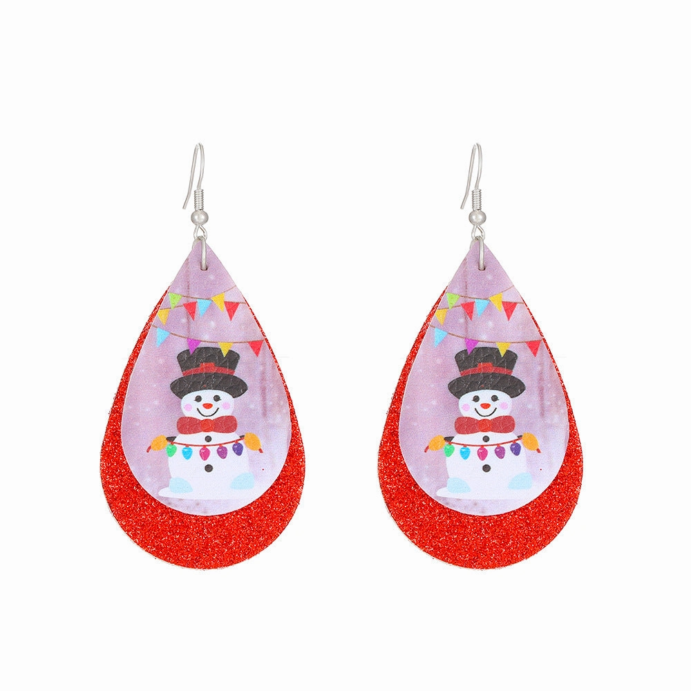 Wholesale Christmas Exaggerated Snowflakes Classic Colorful Bell Snowman Earrings