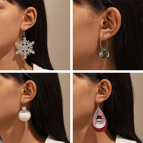 Wholesale Christmas Exaggerated Snowflakes Classic Colorful Bell Snowman Earrings