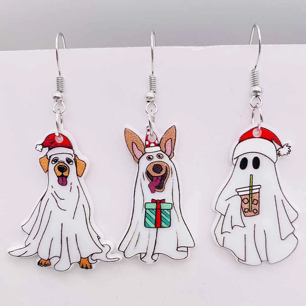 Wholesale Christmas Ghost Dog Acrylic Earrings
