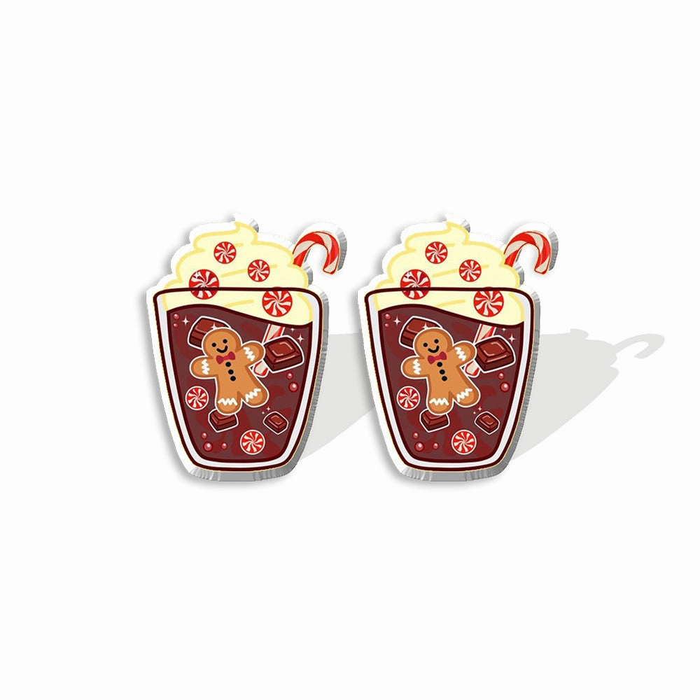Wholesale Christmas Gingerbread Man Cane Santa Claus Snowman Resin Plastic Acrylic Earrings