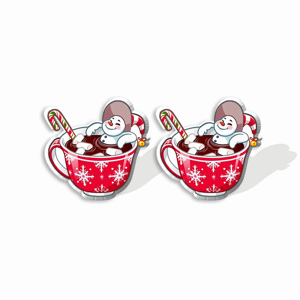 Wholesale Christmas Gingerbread Man Cane Santa Claus Snowman Resin Plastic Acrylic Earrings