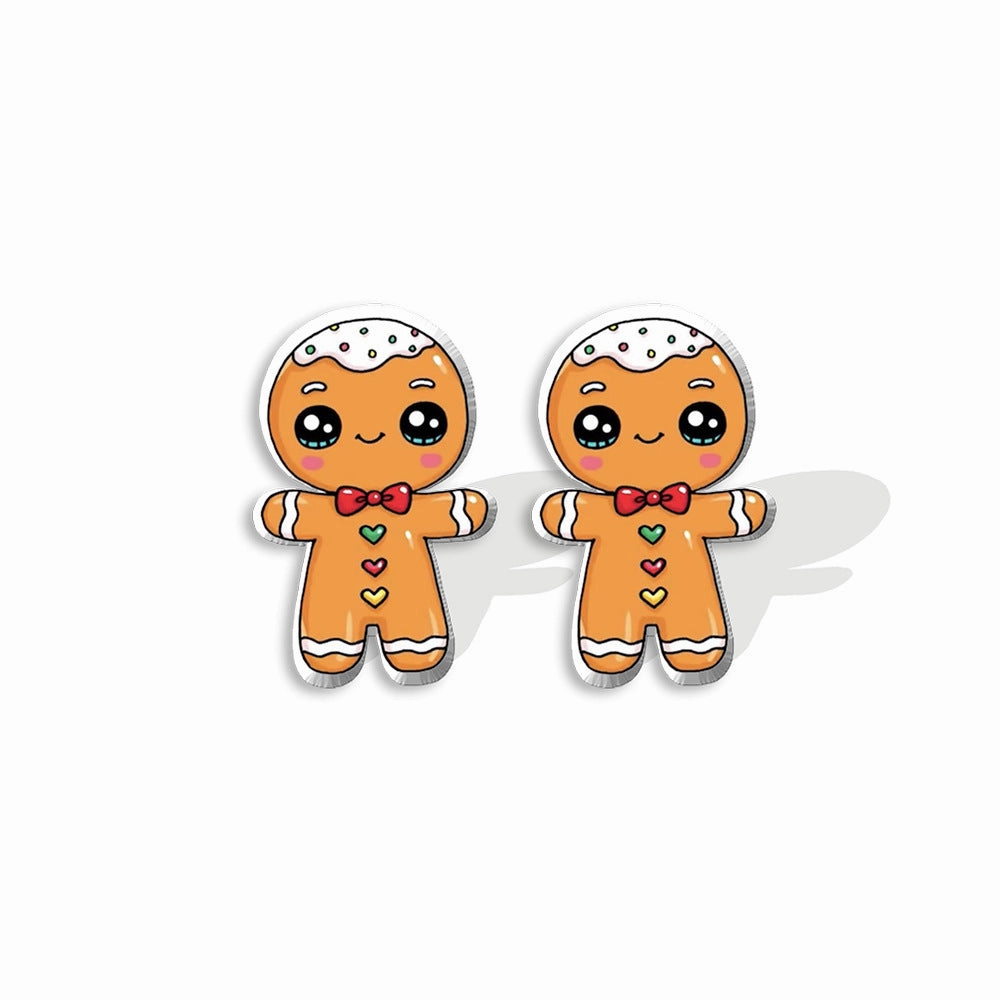 Wholesale Christmas Gingerbread Man Cane Santa Claus Snowman Resin Plastic Acrylic Earrings