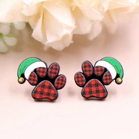 Wholesale Christmas Hat Love Cat Claw Acrylic Earrings