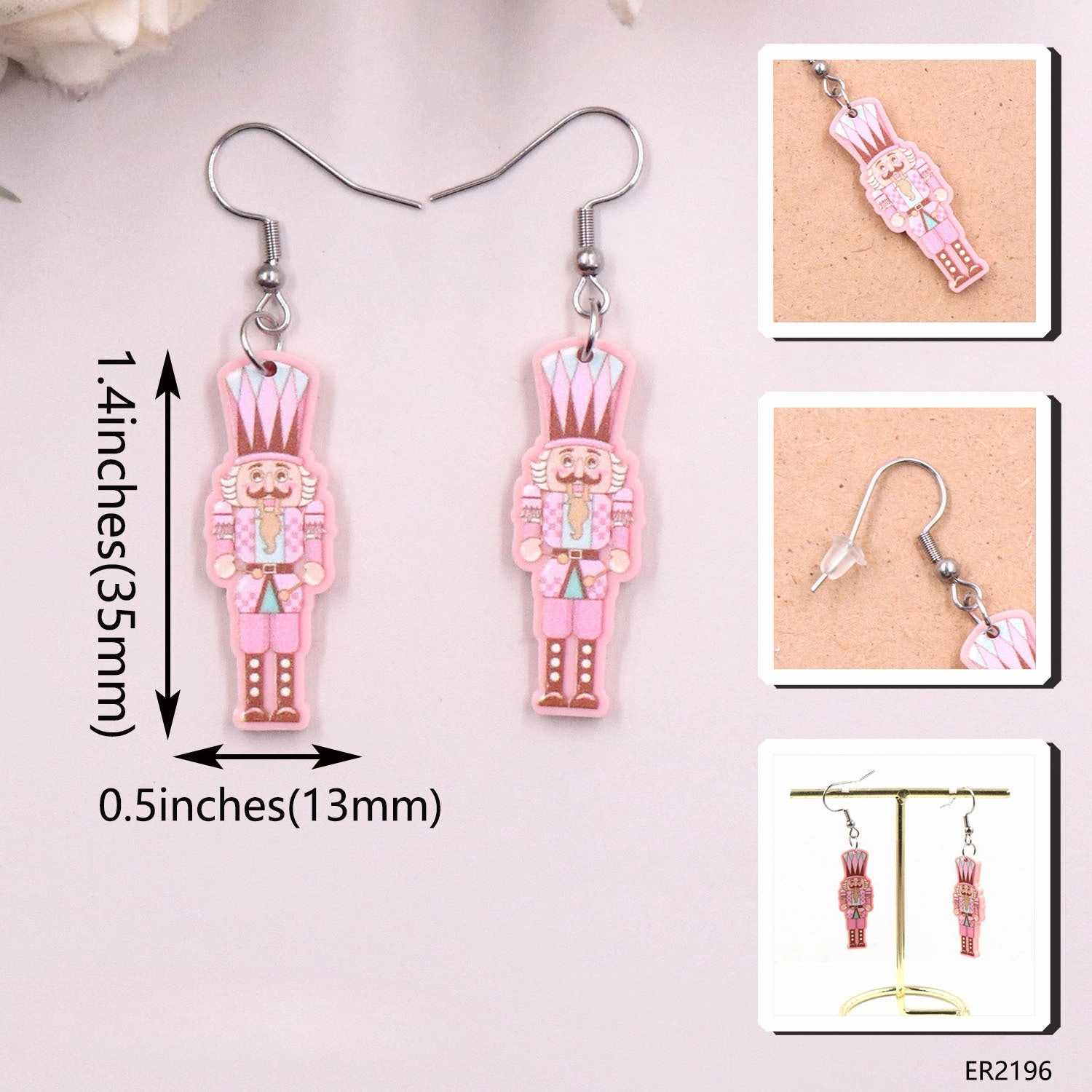 Wholesale Christmas Knight Pink Acrylic Earrings