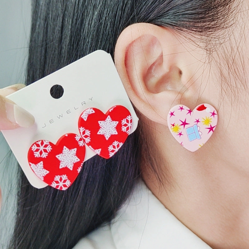 Wholesale Christmas Love Shape Snowflake Leopard Star Acrylic Earrings