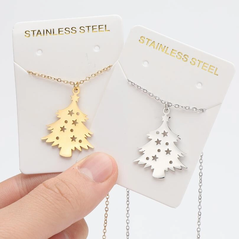 Wholesale Christmas Necklace Hollow Star Geometric Clavicle Stainless steel Chain