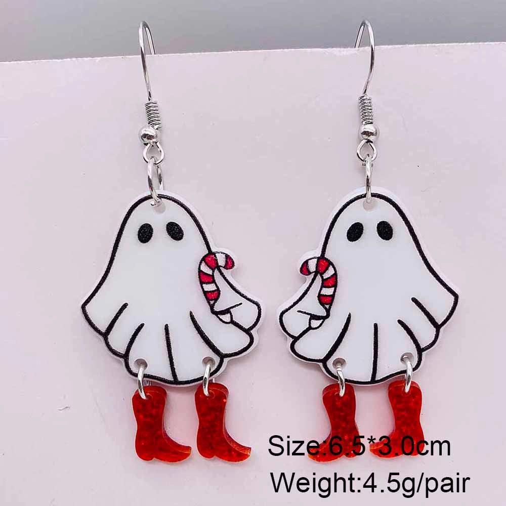 Wholesale Christmas Ornaments Ghost Dinosaur Santa Bell Acrylic Pendant Earrings