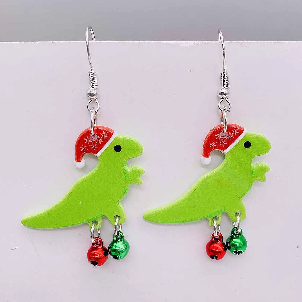 Wholesale Christmas Ornaments Ghost Dinosaur Santa Bell Acrylic Pendant Earrings