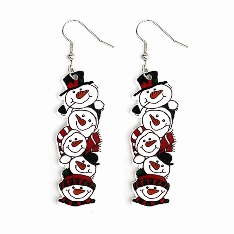Wholesale Christmas Patchwork Christmas Tree Mirrored Acrylic Earrings