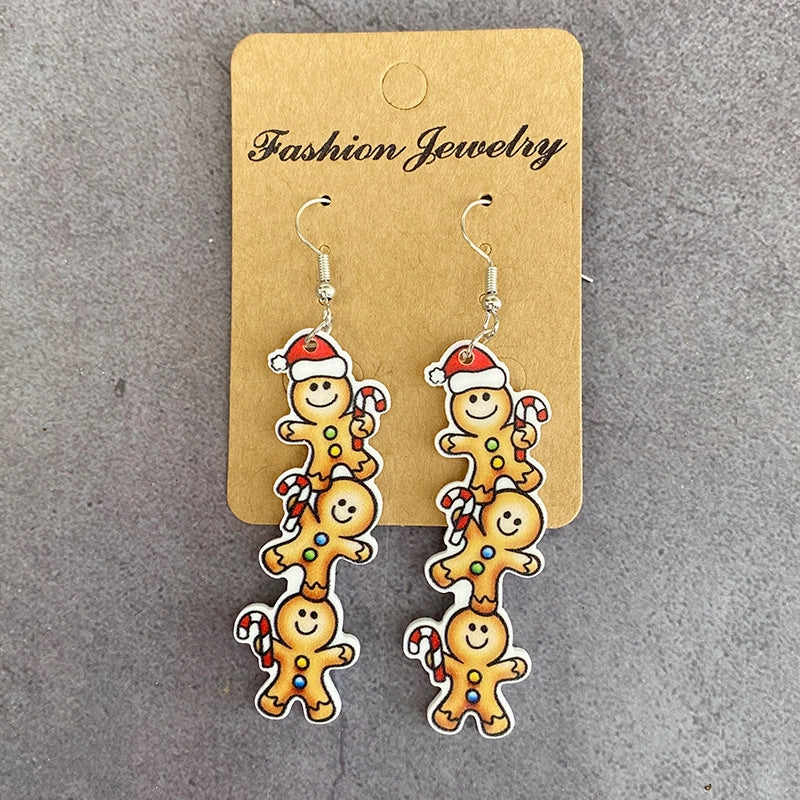 Wholesale Christmas Patchwork Christmas Tree Mirrored Acrylic Earrings