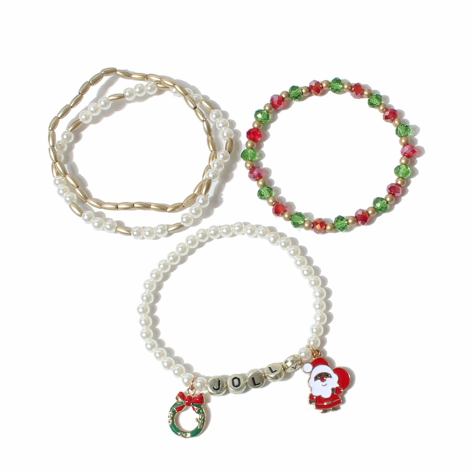 Wholesale Christmas Rice Beads Beaded Ornament Bracelet