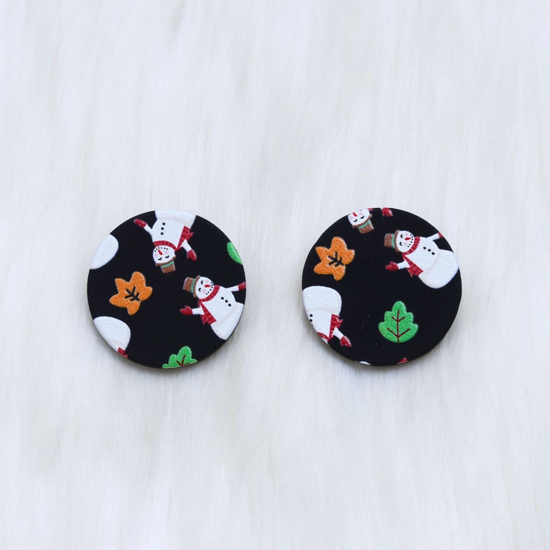 Wholesale Christmas Round Leopard Print Acrylic Earrings