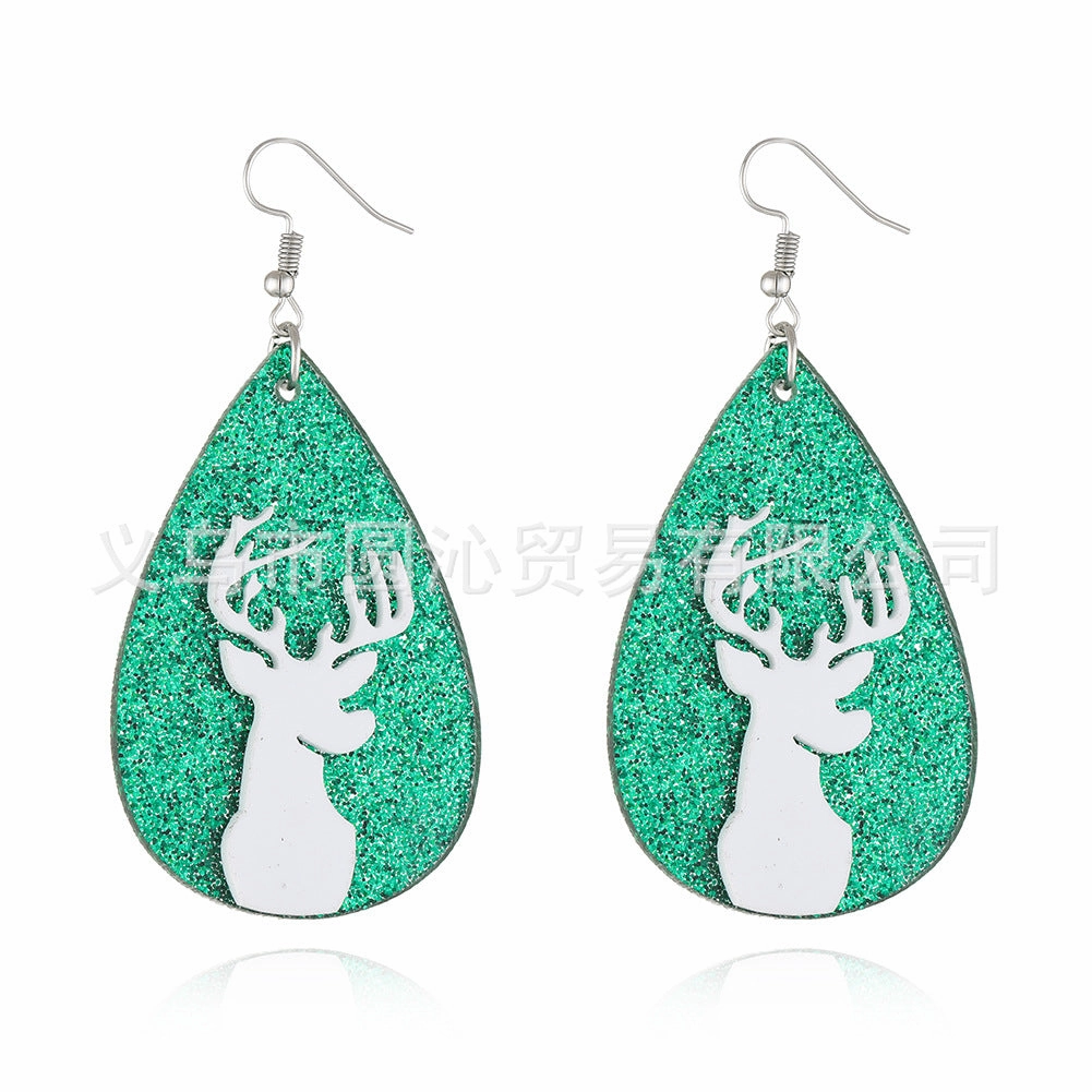 Wholesale Christmas s925 Silver Needle Acrylic Elk Snowman Earrings