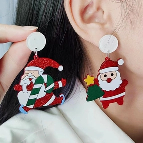 Wholesale Christmas Santa Claus Dwarf Christmas Tree Acrylic Earrings